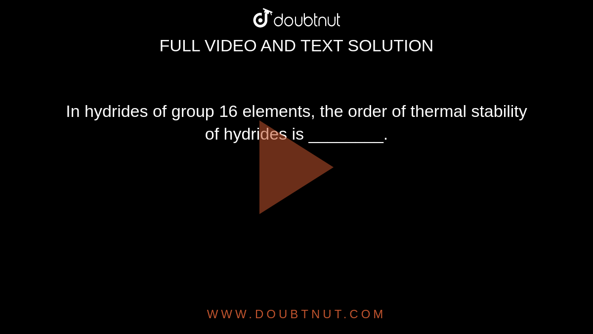 What Is Thermal Stability Of Hydrides