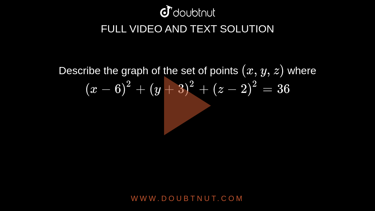 Describe The Graph Of The Set Of Points X Y Z Where X 2 Z 2 1