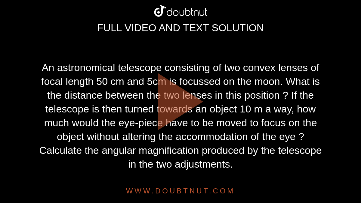 An astronomical telescope consisting of two convex lenses of focal
