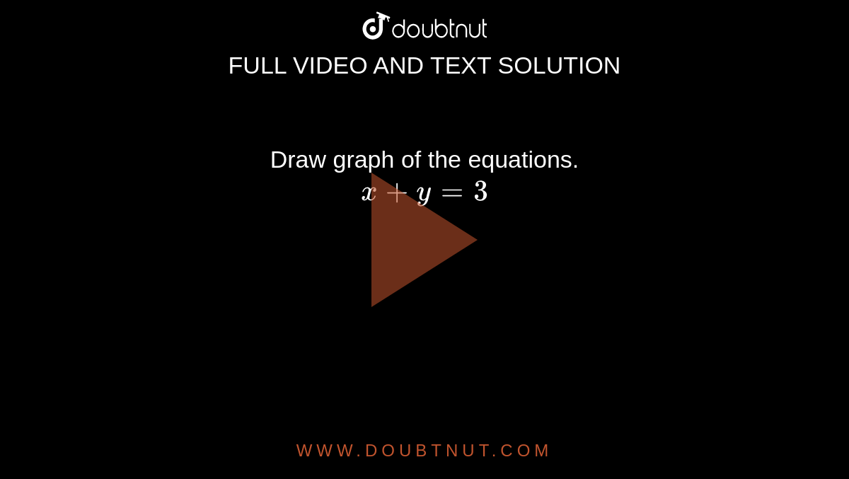 Draw graph of the equations. <br>  `x + y  = 3`