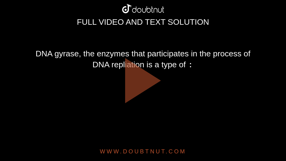 DNA gyrase, the enzymes that participates in the process of DNA repliation is a type of `:`