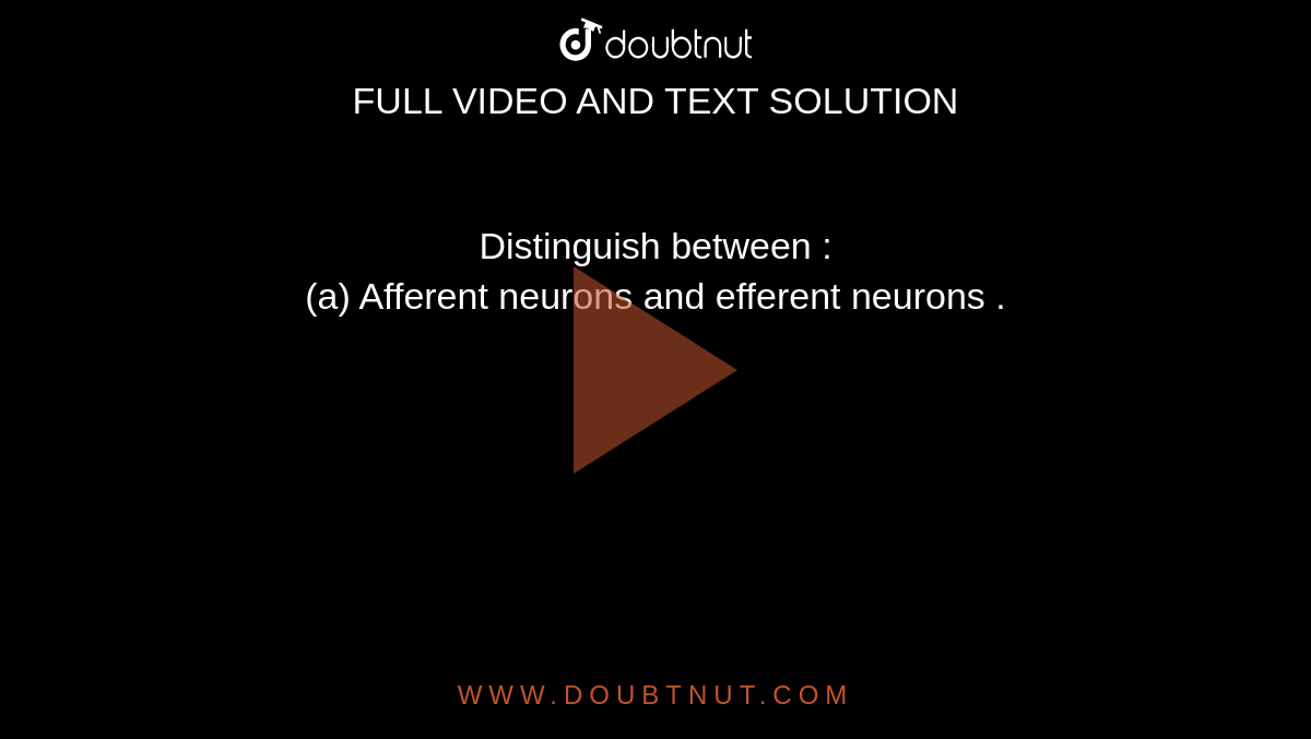 Distinguish between Afferent and Efferent nerves