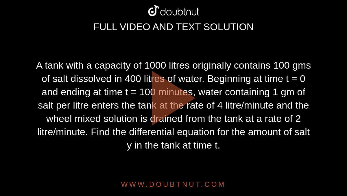 a-tank-with-a-capacity-of-1000-litres-originally-contains-100-gms-of