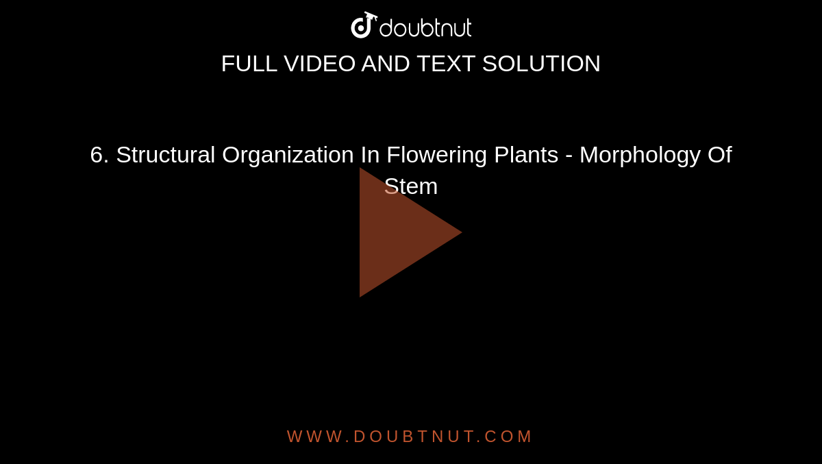 6. Structural Organization In Flowering Plants - Morphology Of Stem