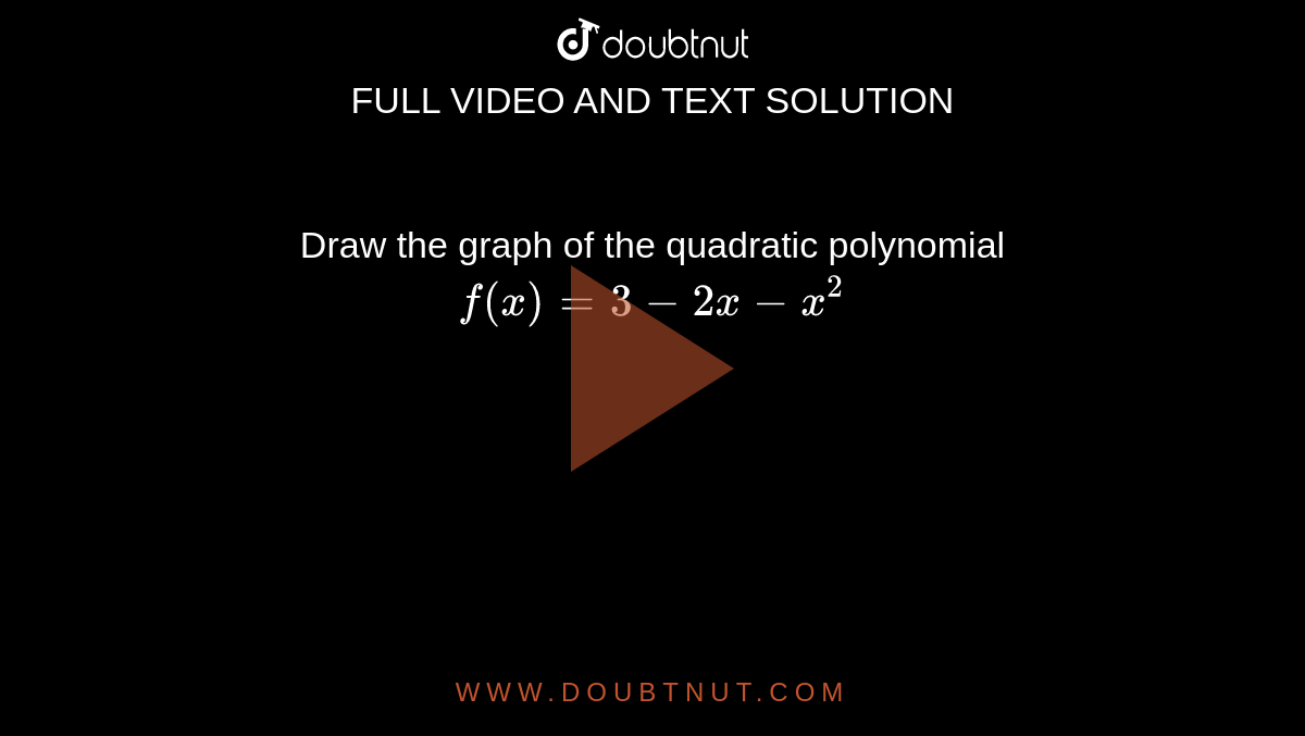 Draw the graph of the quadratic polynomial `f(x)=3-2x-x^2`