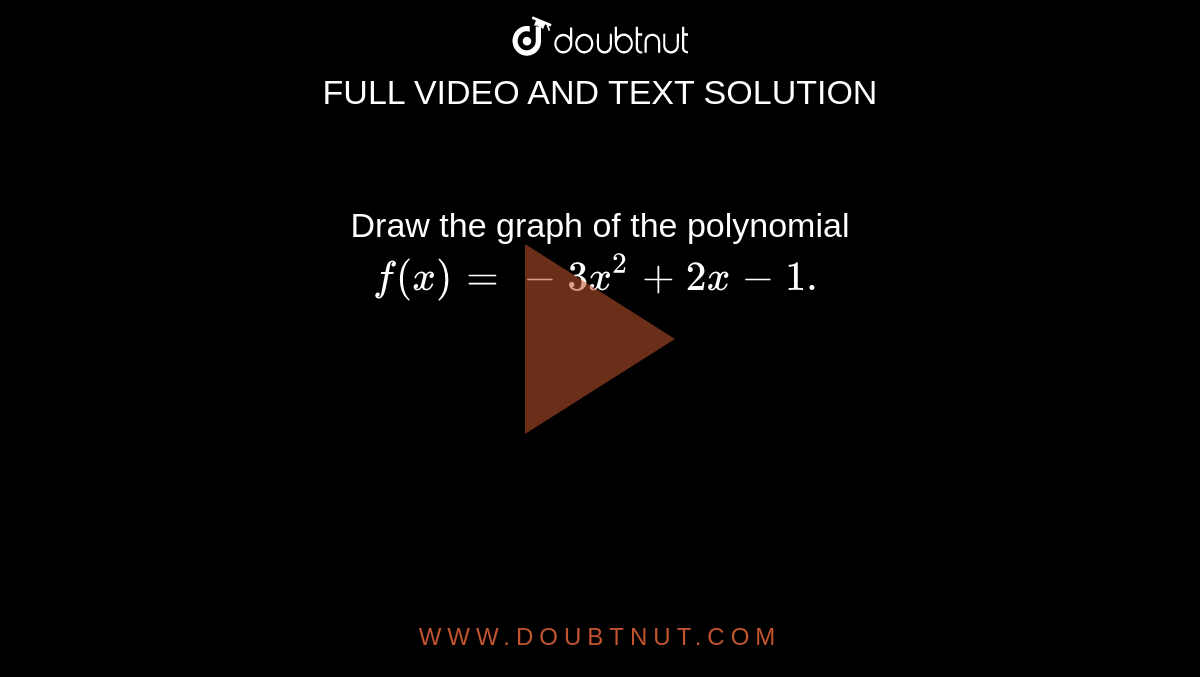 Draw the graph of the polynomial `f(x)=-3x^2+2x-1.`