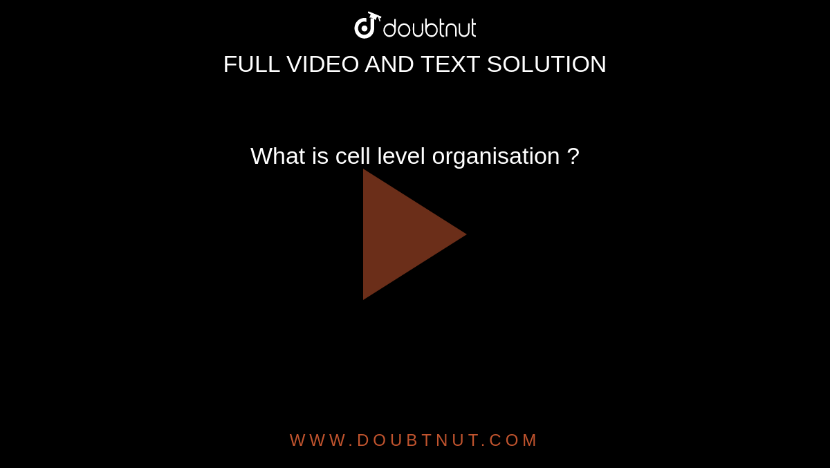 What is cell level organisation ?