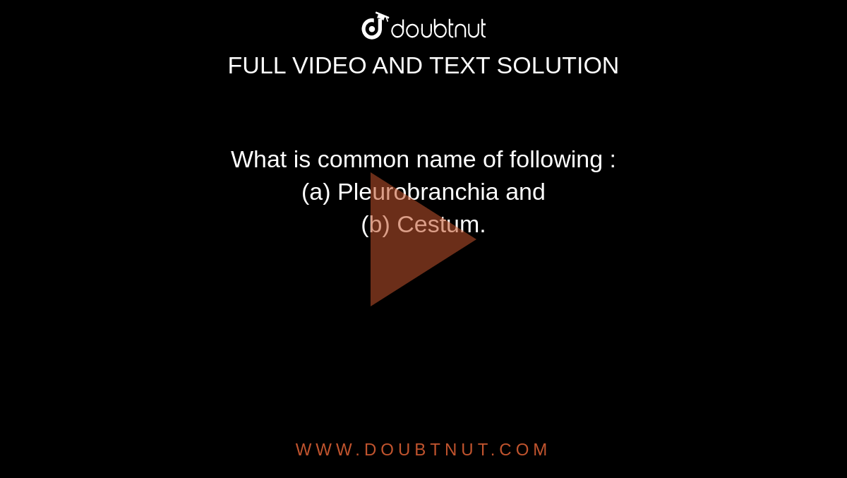 what-is-common-name-of-following-a-pleurobranchia-and-b-cestum