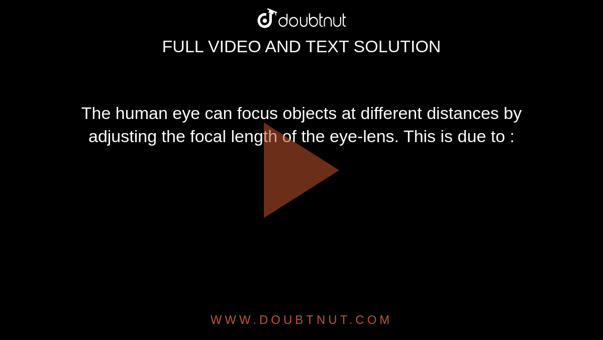 The human eye can focus objects at different distances by adjusting the focal length of the eye