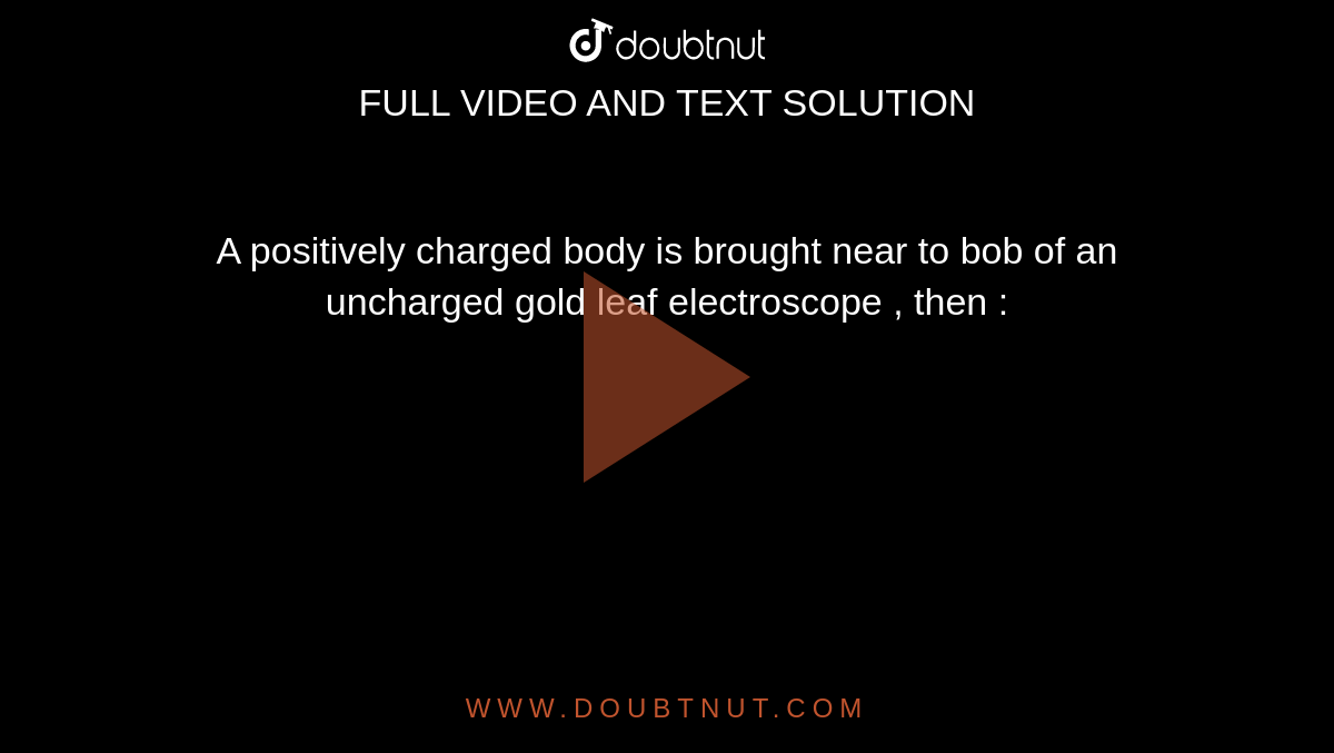  A positively charged body is brought near to bob of an uncharged gold leaf electroscope , then : 
