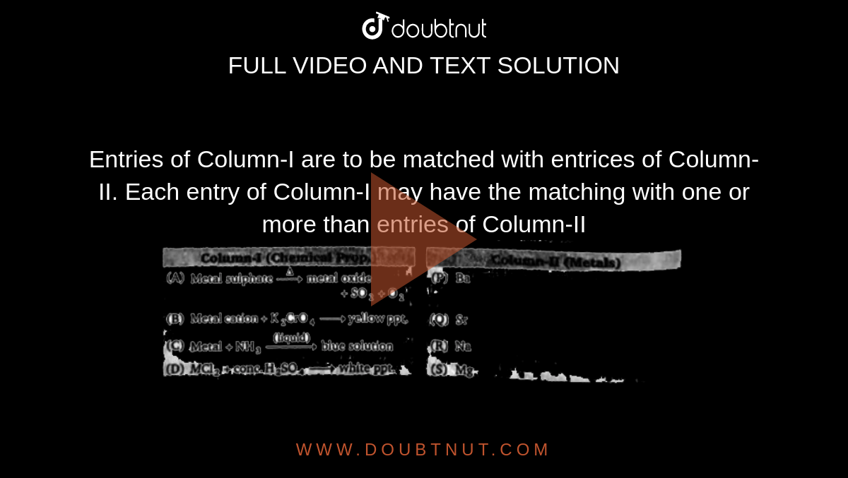 Entries of Column-I are to be matched with entrices of Column-II. Each entry of Column-I may have the matching with one or more than entries of Column-II <br> <img src="https://d10lpgp6xz60nq.cloudfront.net/physics_images/BLJ_VKJ_ORG_CHE_C06_E05_003_Q01.png" width="80%">