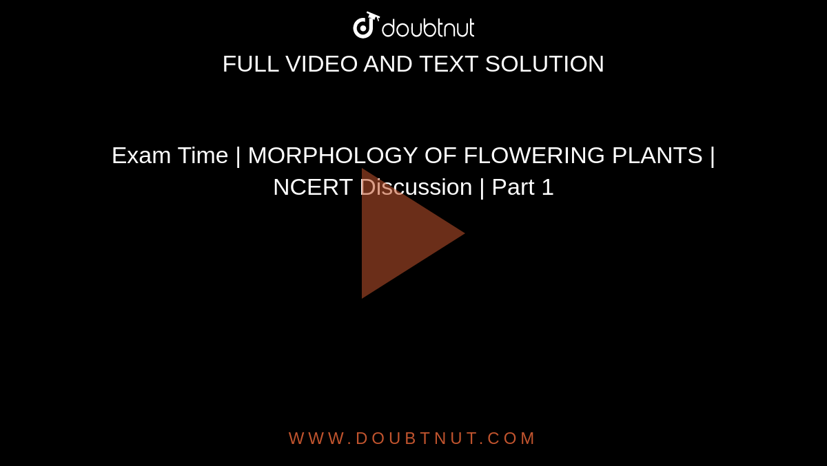 Exam Time | MORPHOLOGY OF FLOWERING PLANTS | NCERT Discussion | Part 1