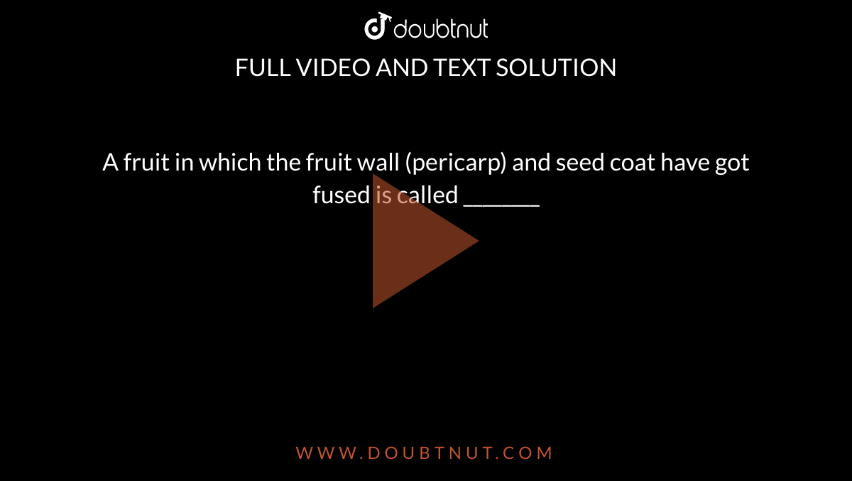 A fruit in which the fruit wall (pericarp) and seed coat have got fused is called ________