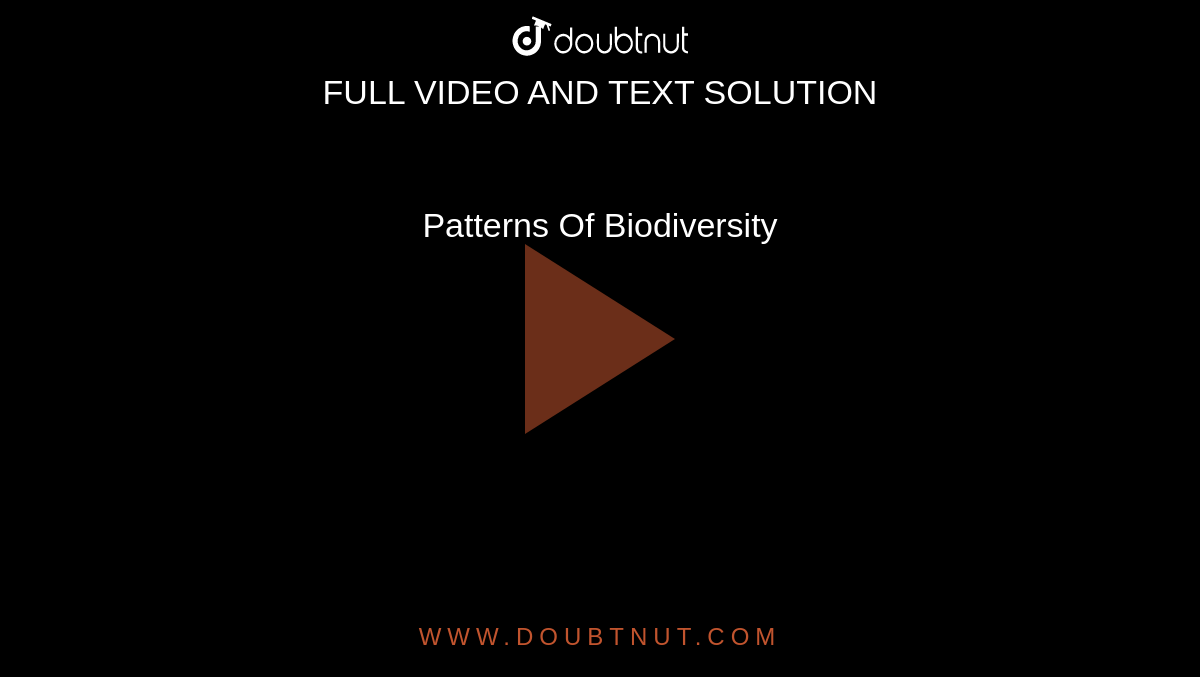 Patterns Of Biodiversity