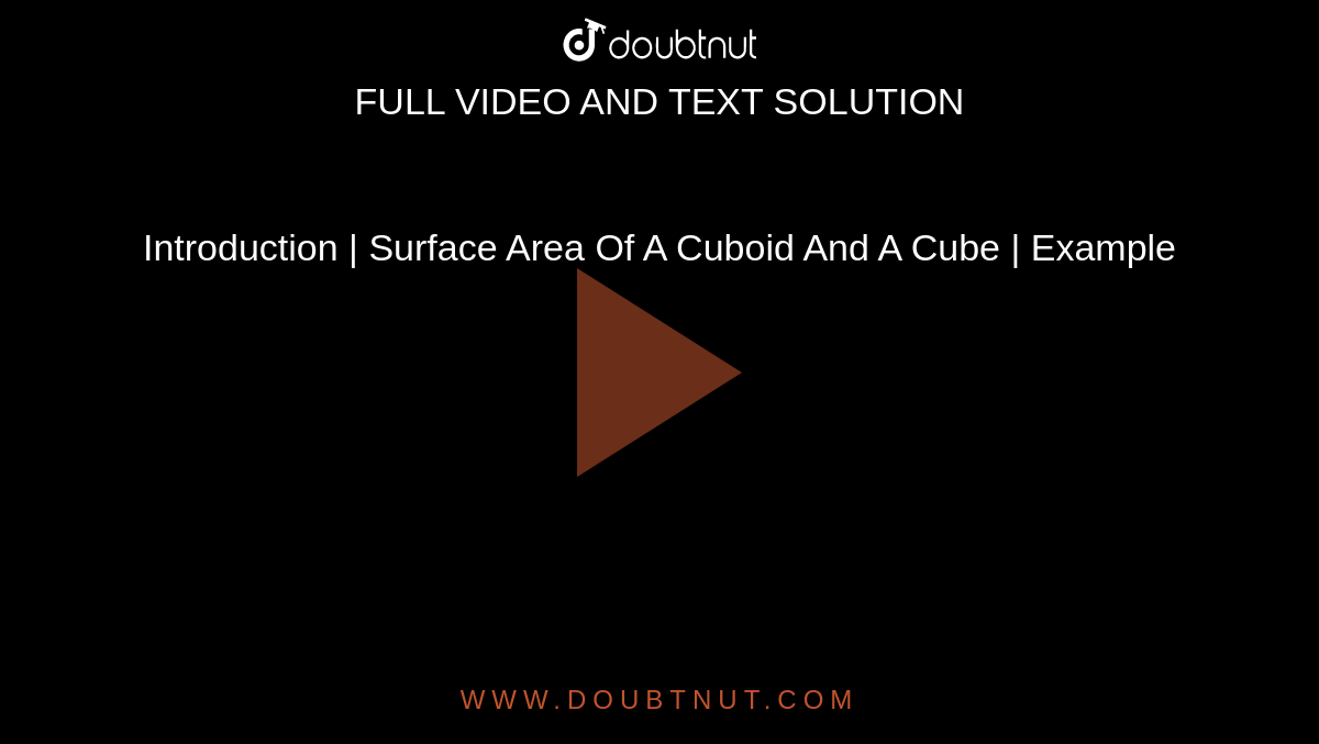 Introduction | Surface Area Of A Cuboid And A Cube | Example