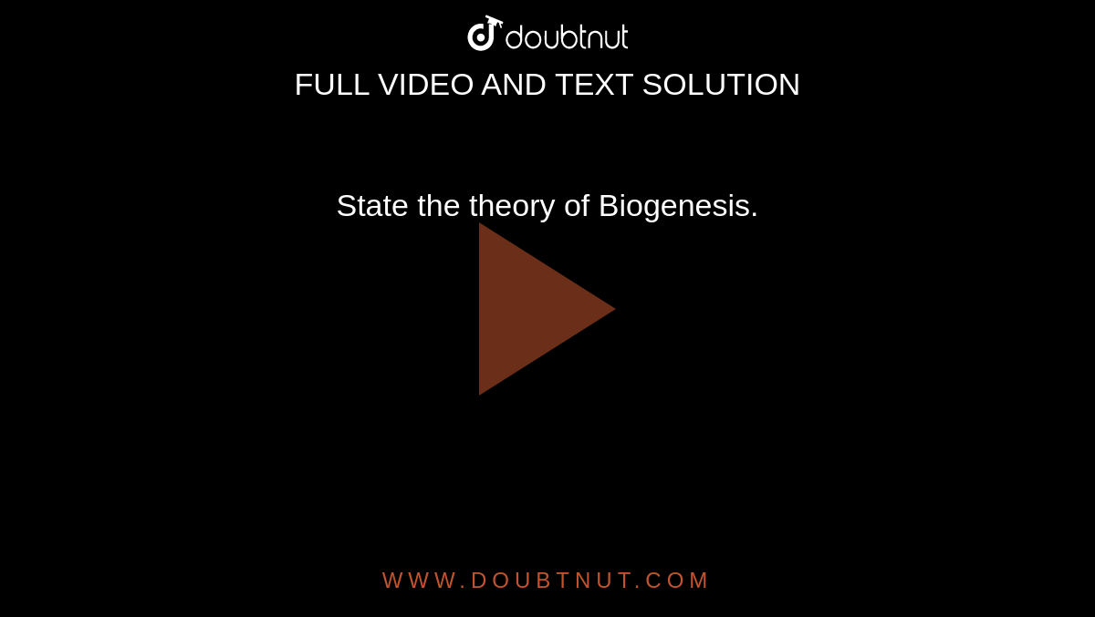 State the theory of Biogenesis.