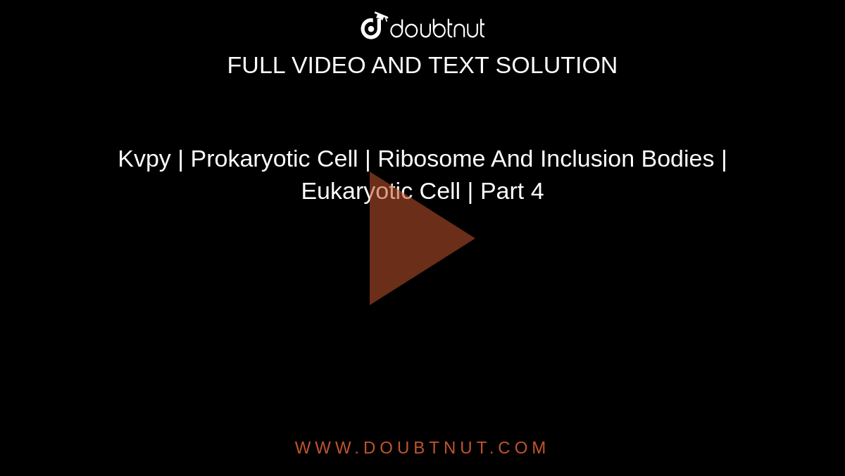 Kvpy | Prokaryotic Cell | Ribosome And Inclusion Bodies | Eukaryotic Cell | Part 4