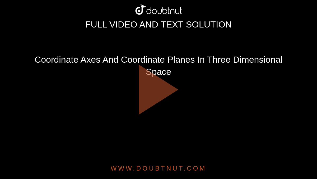 Coordinate Axes And Coordinate Planes In Three Dimensional Space