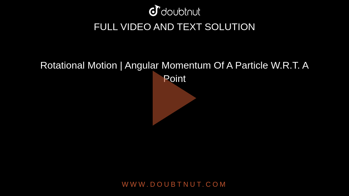 Rotational Motion | Angular Momentum Of A Particle W.R.T. A Point