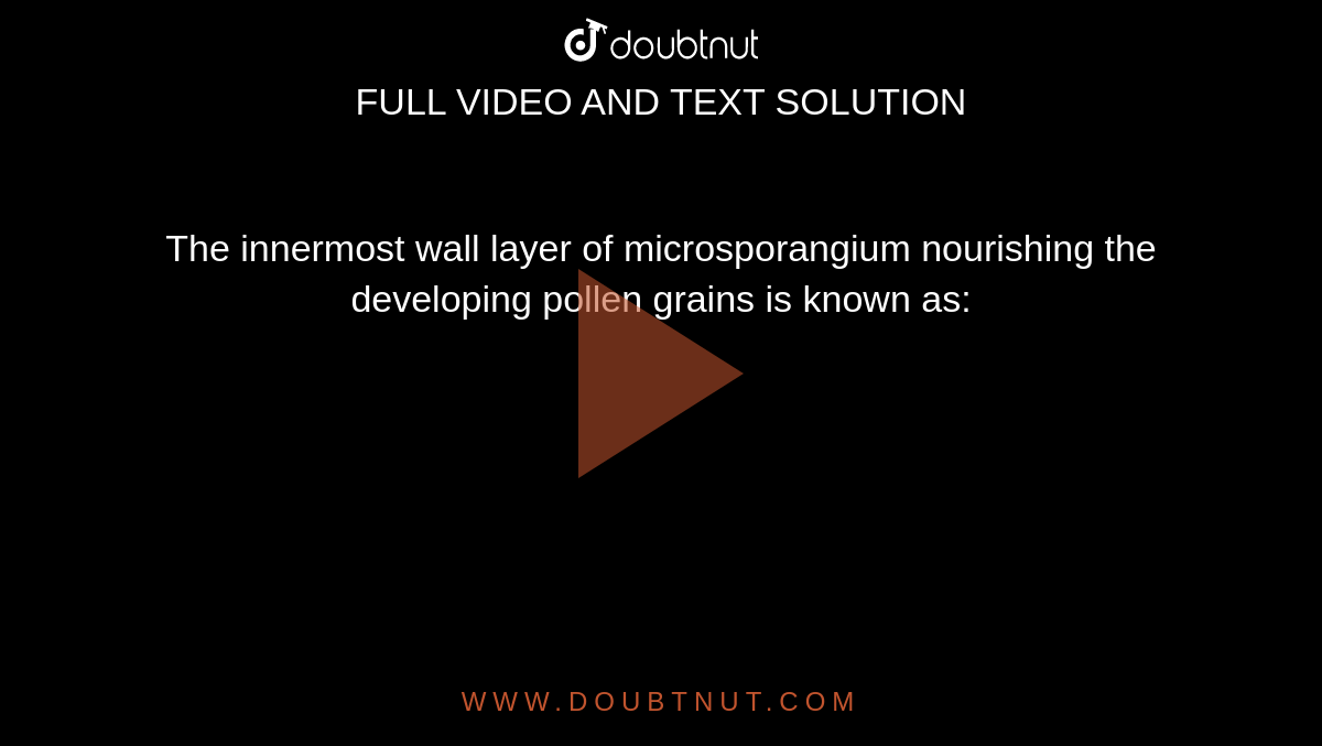 The innermost wall layer of microsporangium nourishing the developing pollen grains is known as: 