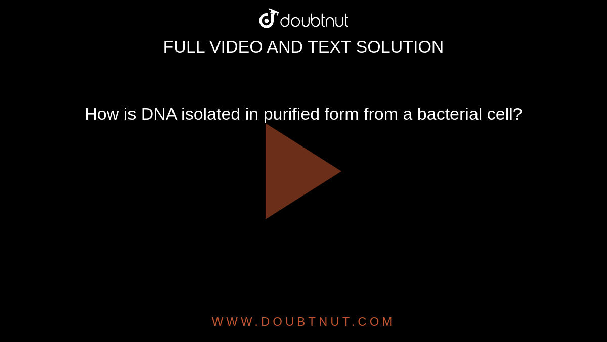 How is DNA isolated in purified form from a bacterial cell?