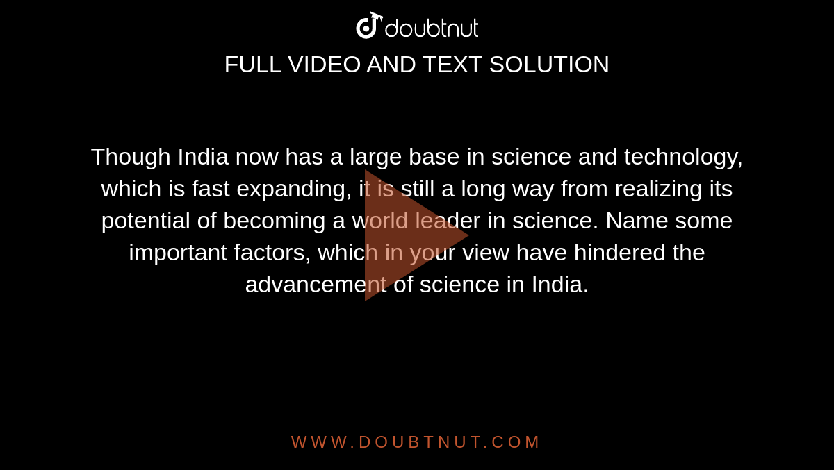 advancement of science in india