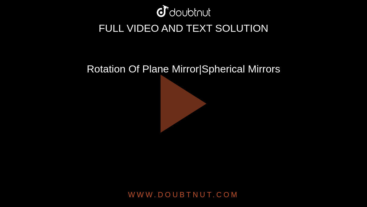 Rotation Of Plane Mirror|Spherical Mirrors