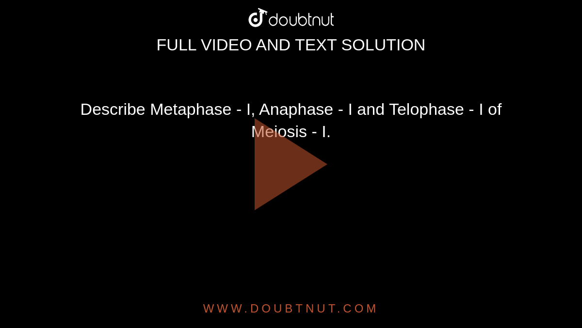Describe Metaphase - I, Anaphase - I and Telophase - I of Meiosis - I. 