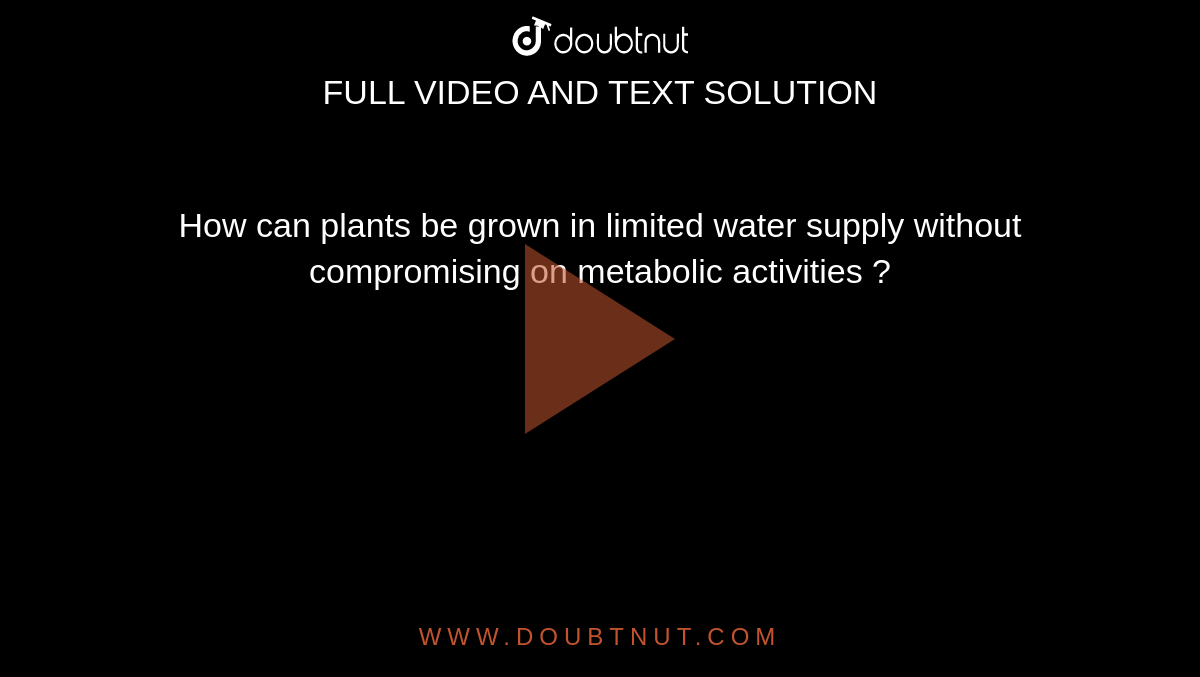 How can plants be grown in limited water supply without compromising o