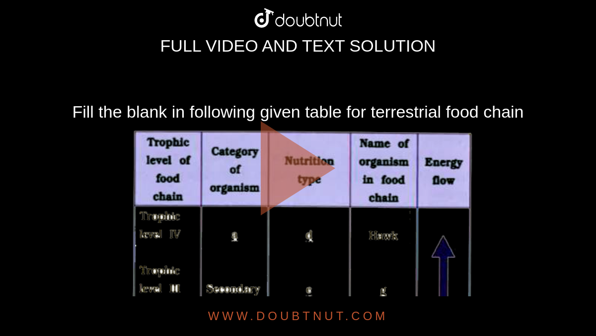 fill-the-blank-in-following-given-table-for-terrestrial-food-chain