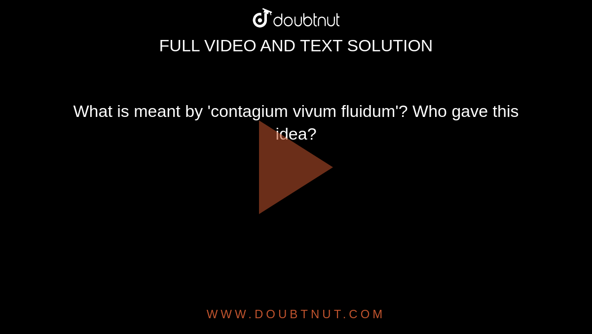 What is meant by 'contagium vivum fluidum'? Who gave this idea?