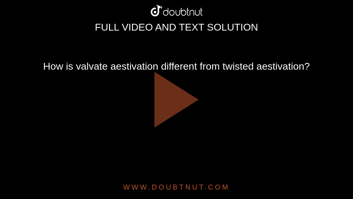 How is valvate aestivation different from twisted aestivation?
