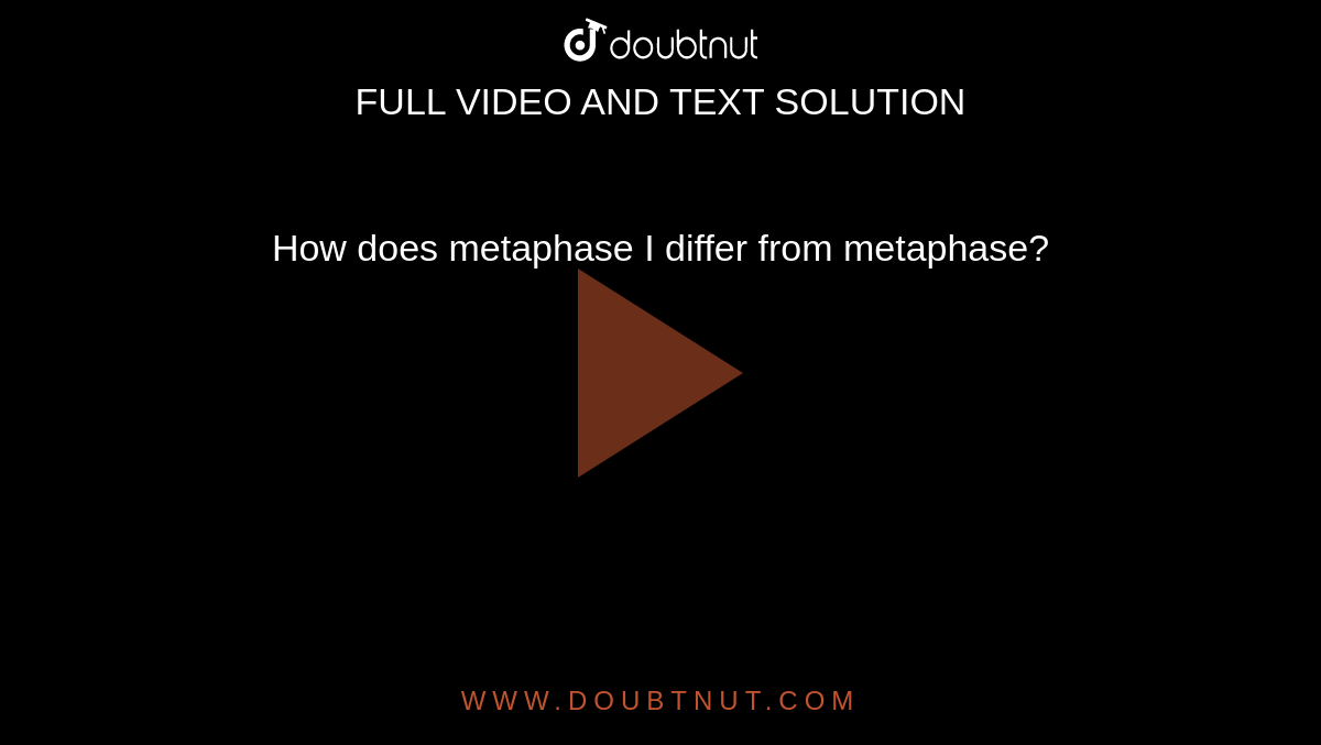 How does metaphase I differ from metaphase? 