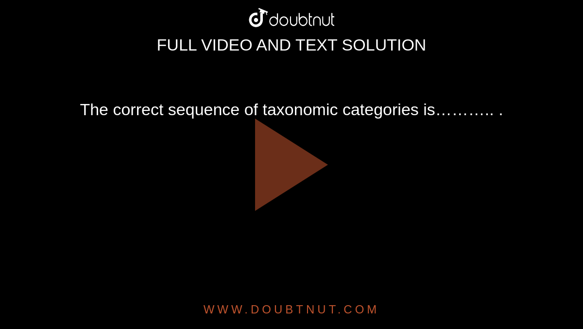 The correct sequence of taxonomic categories is……….. . 
