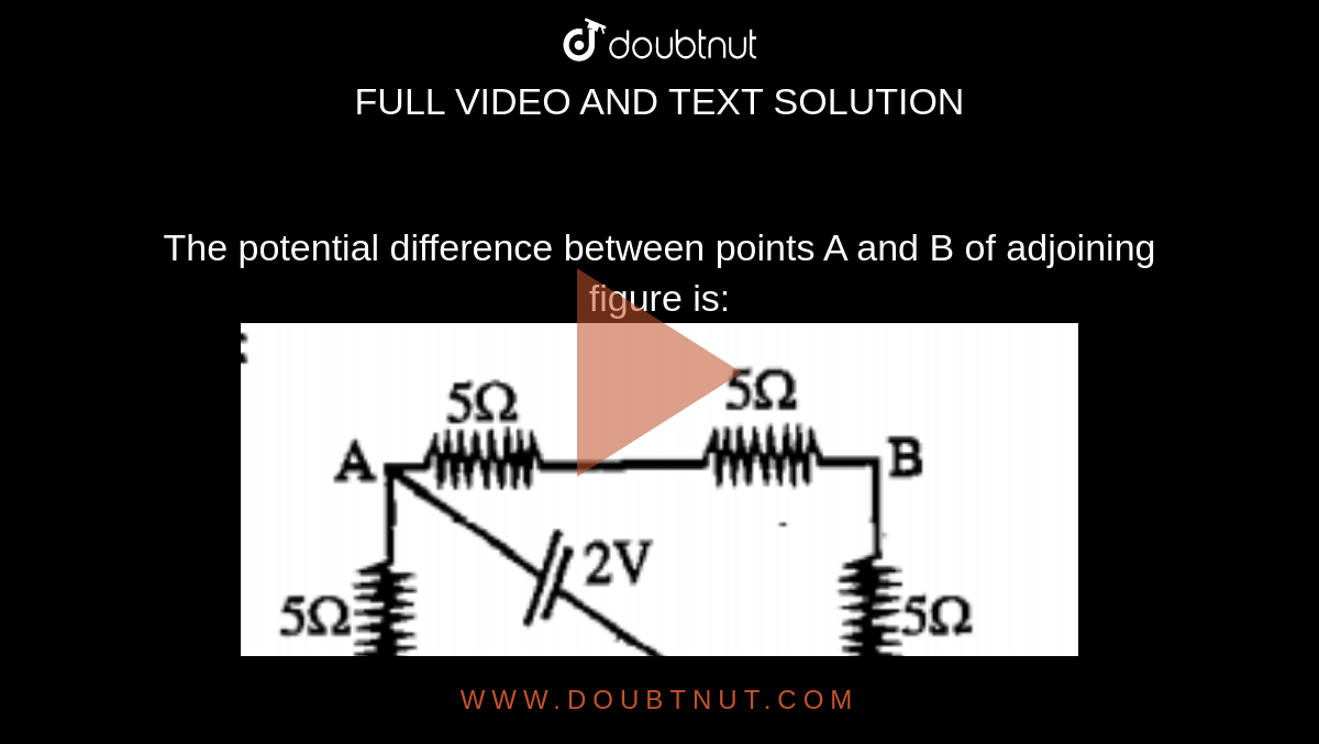 The Potential Difference Between Points A And B Of Adjoining Figure Is: