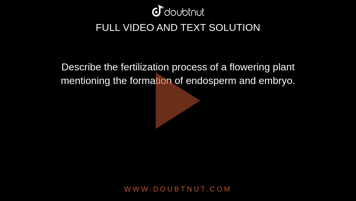 Describe the fertilization process of a flowering plant mentioning the formation of endosperm and embryo. 