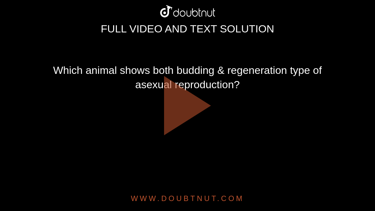 Which animal shows both budding & regeneration type of asexual reproduction? Which animal shows both budding & regeneration type of asexual reproduction?
