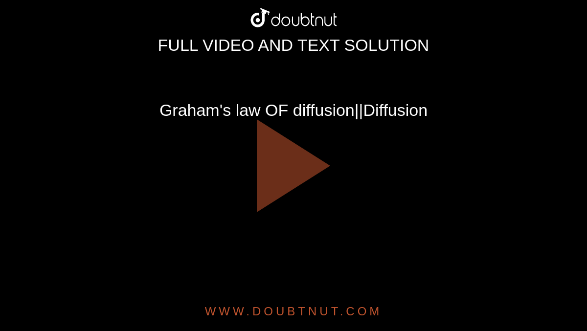 Graham's law OF diffusion||Diffusion