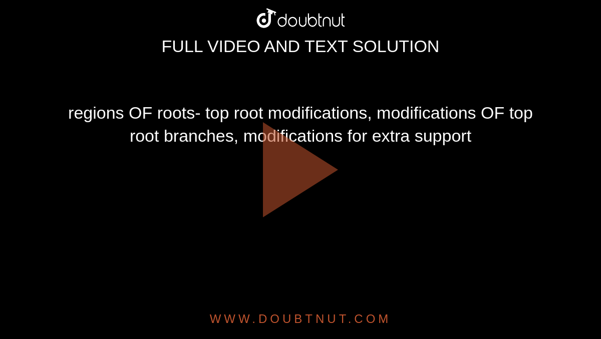 regions OF roots- top root modifications, modifications OF top root branches, modifications for extra support