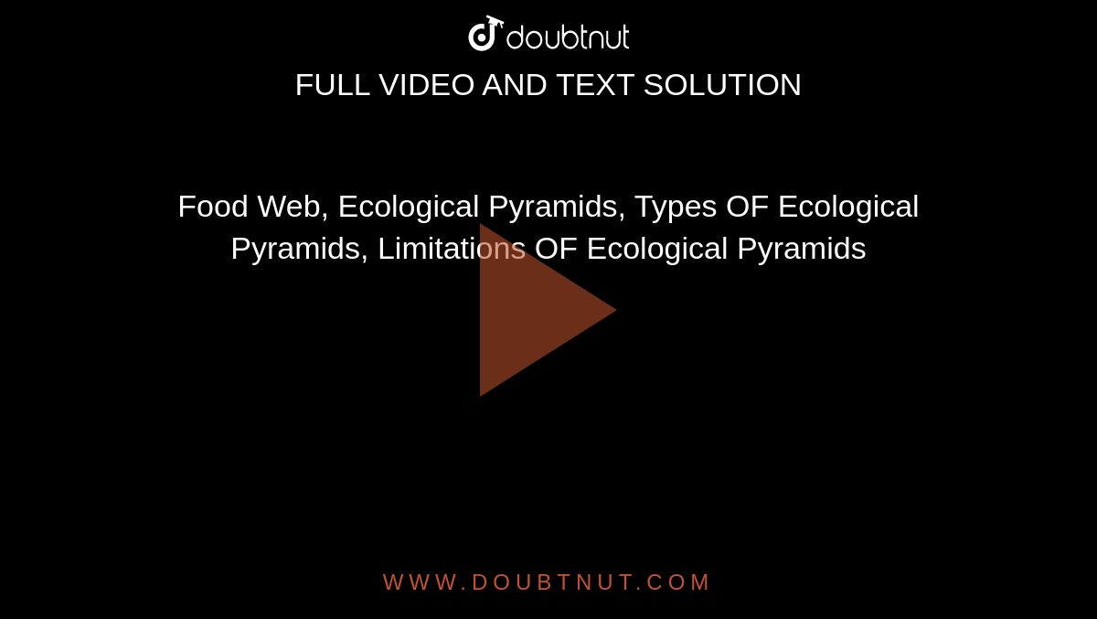 Food Web, Ecological Pyramids, Types OF Ecological Pyramids, Limitations OF Ecological Pyramids