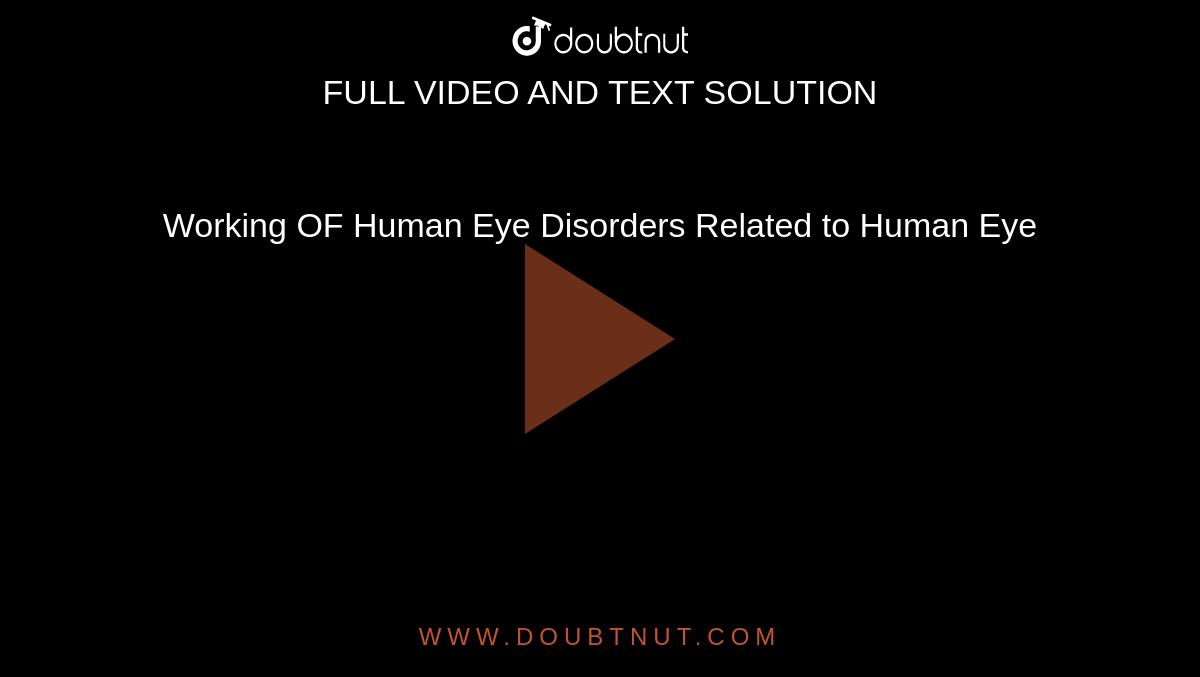 Working OF Human Eye Disorders Related to Human Eye
