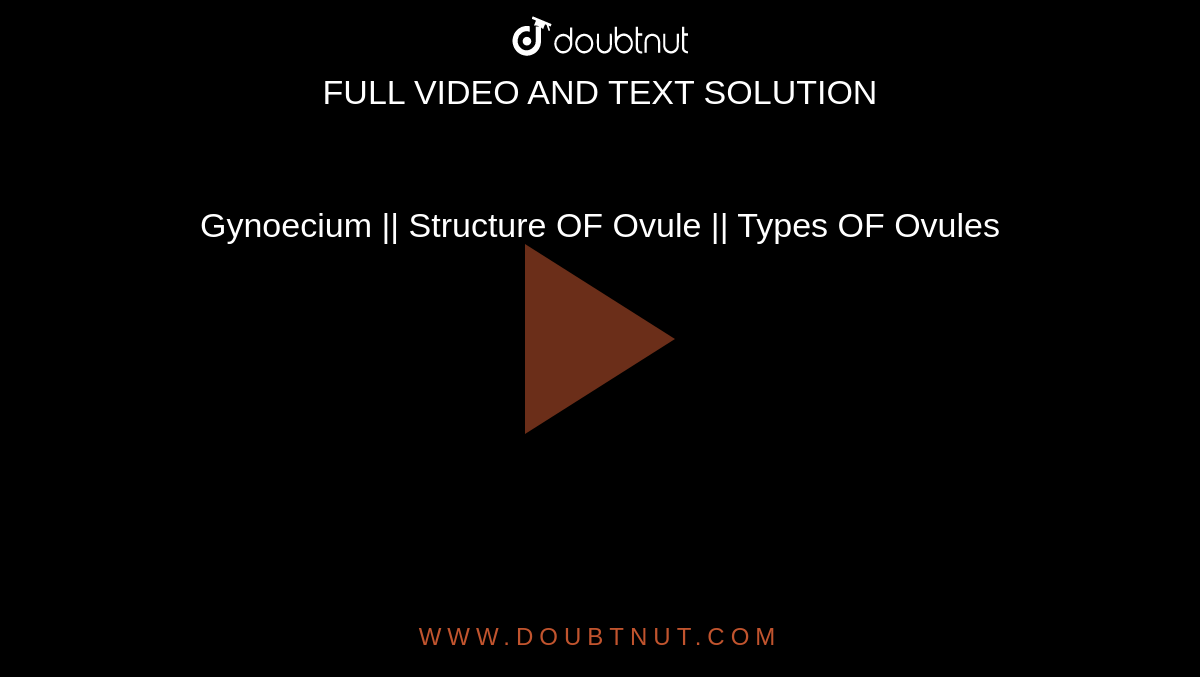 Gynoecium Structure OF Ovule Types OF Ovules