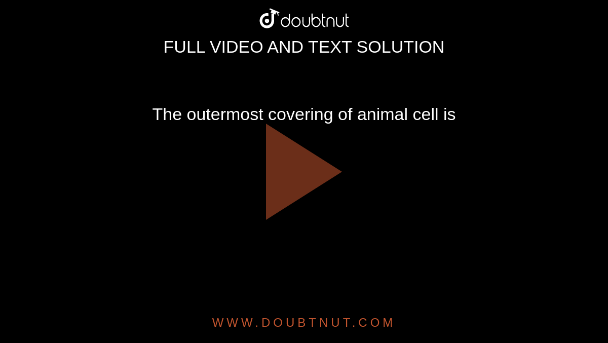 The outermost covering of animal cell is The outermost covering of animal cell is