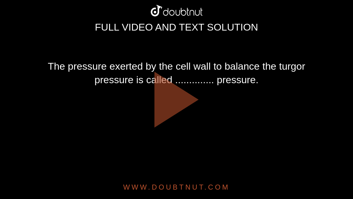 The pressure exerted by the cell wall to balance the turgor pressure is called .............. pressure.