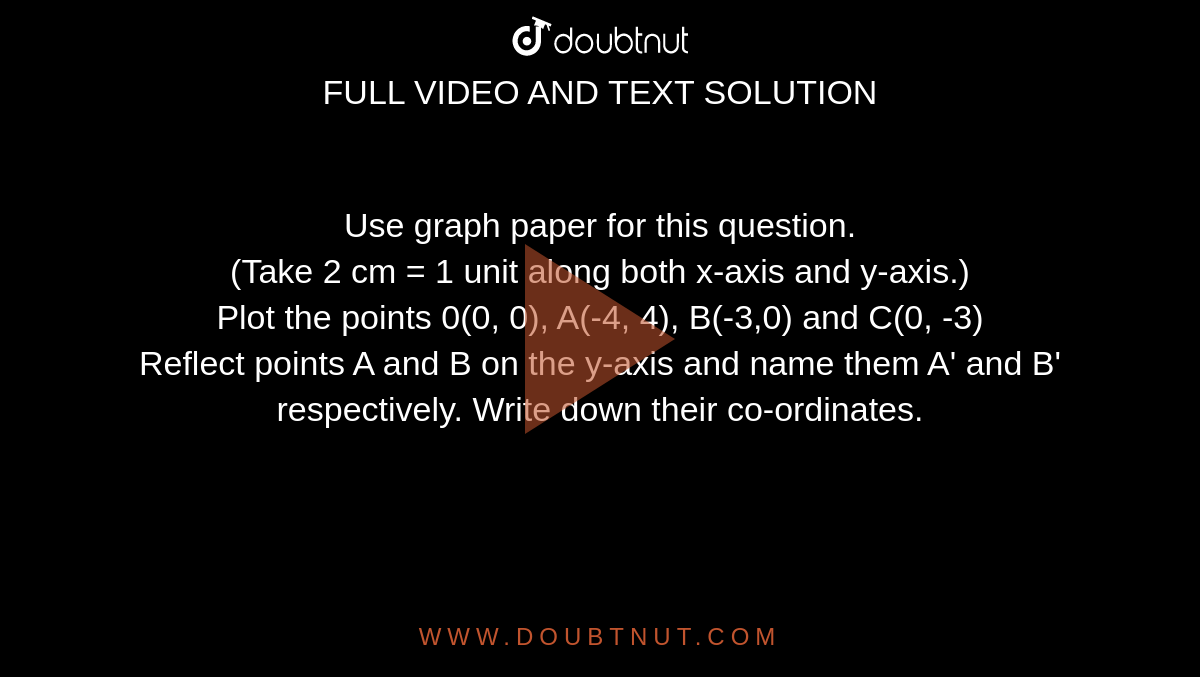 Using graph paper and taking 1 cm = 1 unit along both X-axis and Y-axis.  (i) Plot the points A (-4, 4) and B (2, 2).