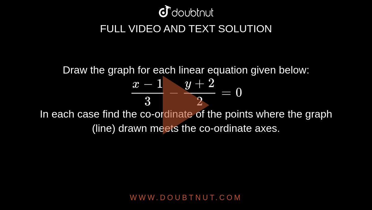 Draw The Graph For Each Linear Equation Given Below Y 3 2x 2 3 In Each Case Find The Co Ordinate Of The Points Where The Graph Line Drawn Meets The Co Ordinate Axes