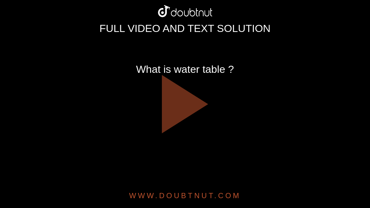 what-is-water-table