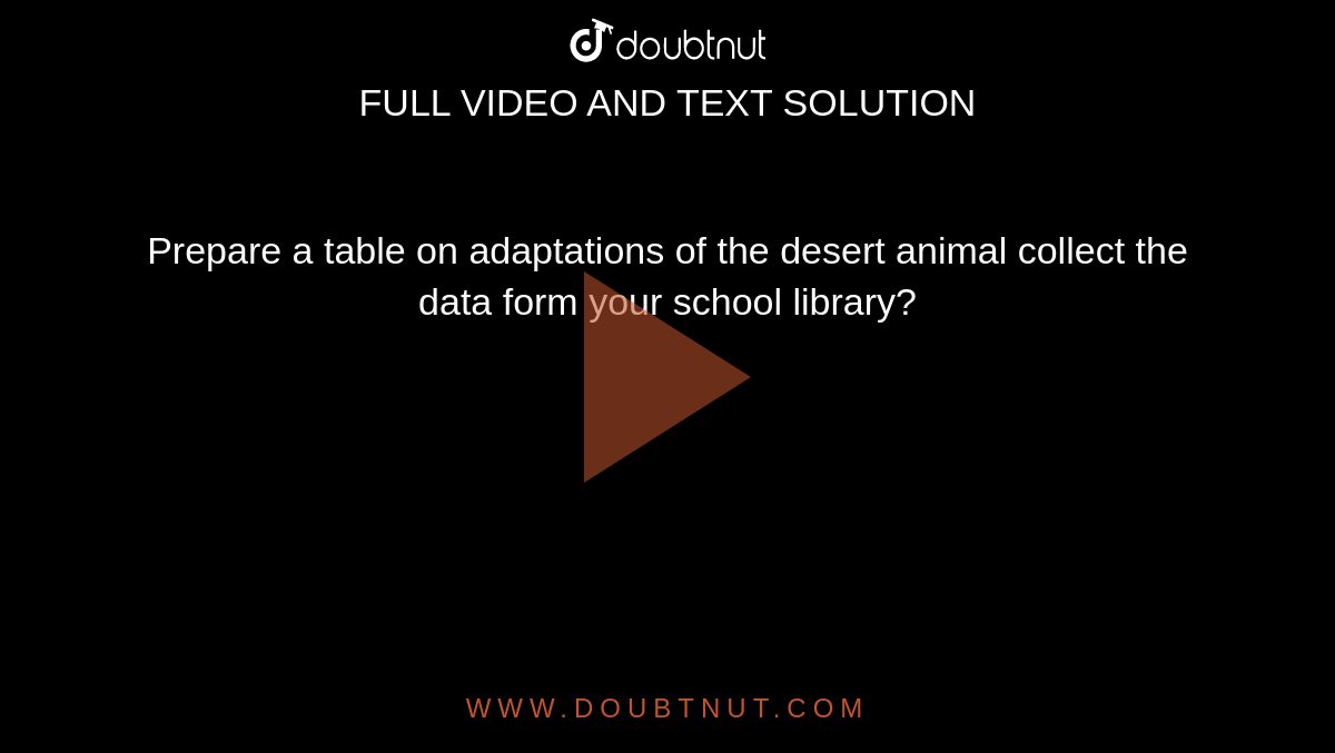 Prepare a table on adaptations of the desert animal collect the data form  your school library?