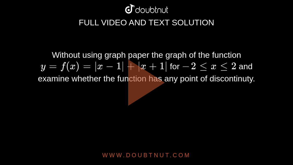 Draw The Graph Of The Function Y X 1 X 1 And Examine Whether F X Has Any Point Of Discontinuity