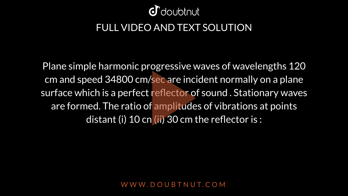 Plane simple harmonic progressive waves of wavelengths 120 cm and speed